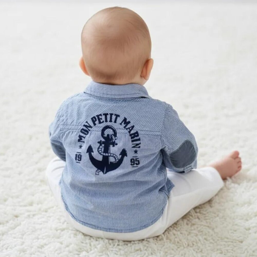 Orchestra French My Little Sailor Stripe Button-Down Shirt 6 Months